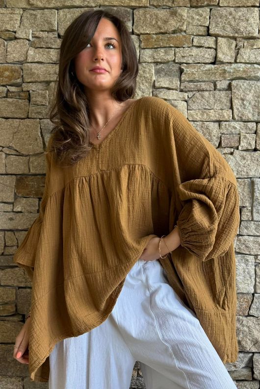 Suri Cushion Cotton Artist Smock Hazelnut